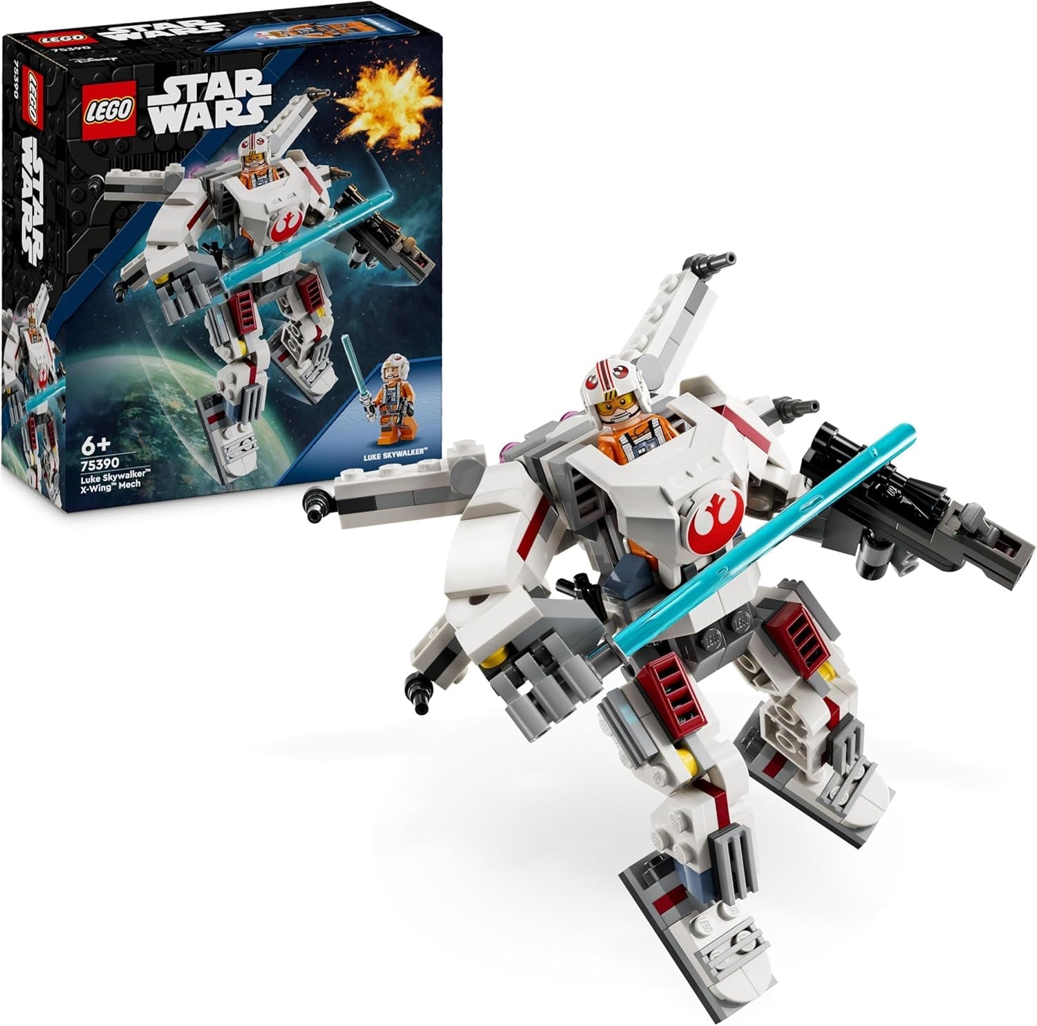 LEGO Star Wars Mech X-Wing Luke'a Skywalkera Kolekcjonerskie klocki zabawkowe Akcja Przygoda Pomysł na prezent dla kreatywnych chłopców i dziewcząt w wieku od 6 lat 75390 Zestawy do budowania Besuche den LEGO-Store Default Title