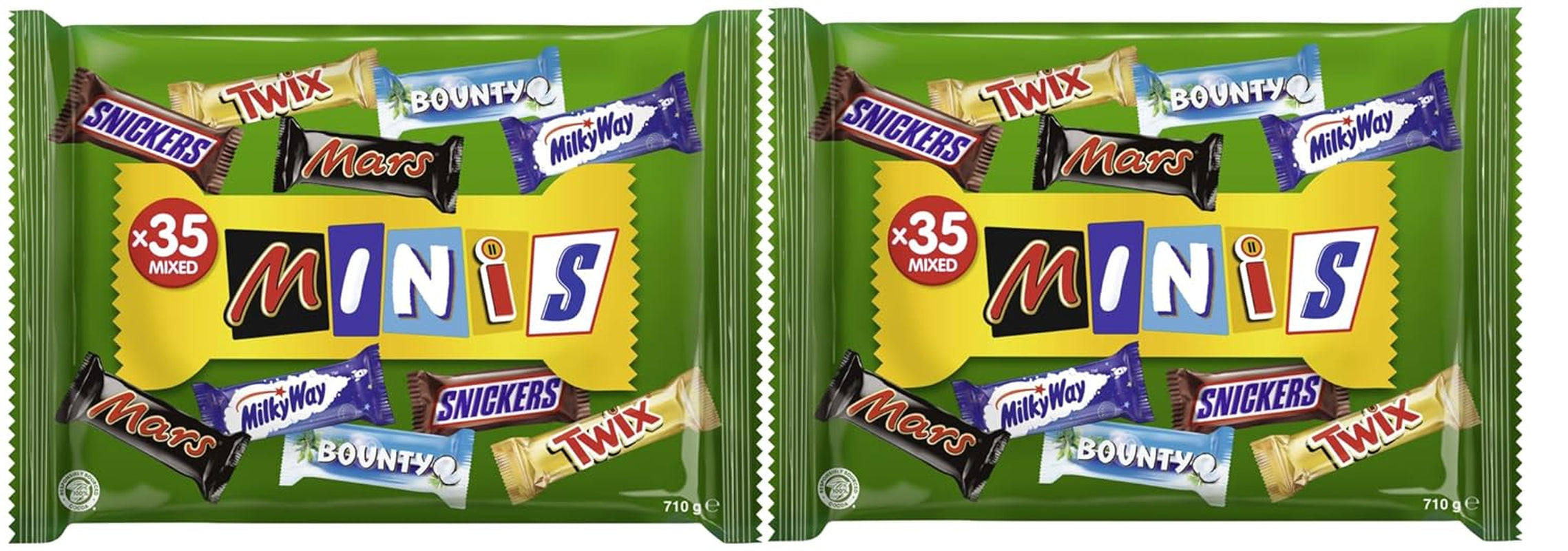Mini opakowanie zbiorcze mieszanej czekolady, czekolada, 35 mini czekoladowych przekąsek (Mars, Snickers, Bounty, Twix, Milky Way) jako słodycze, prezent czekoladowy, pudełko cukierków (710 g)