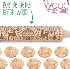 Scrap Cooking Teigrolle aus Holz „Xmas” mit weihnachtlichen Motiven – Prägerolle mit gepfragten Verzierungen für Kekse – dekoracyjny Zubehör – 5242