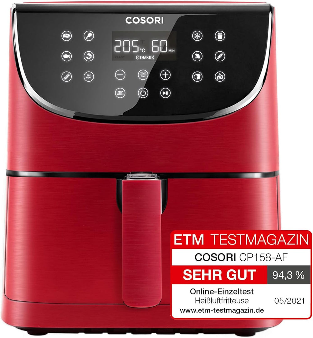 COSORI Frytkownica na gorące powietrze Airfryer, frytownica 12 w 1 XXL 6,2 l, frytkownica na gorące powietrze z okienkiem i przypomnieniem o mieszaniu, 80 przepisów AGD Naty Shop Red 5,5 l Premium