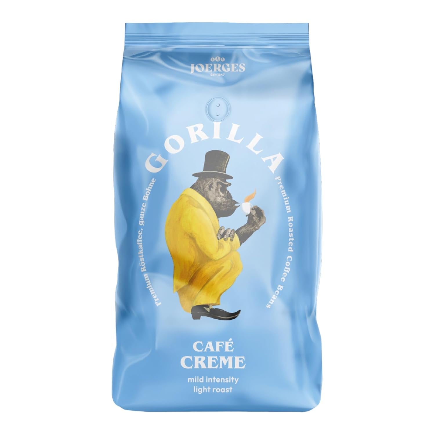 Gorilla Café Creme 6x 1000g | 100% traditionelle Arabica-Bohnen | Ideal Vollautomaten Crema harmonisches Aroma | geringer Koffeingehalt helle Röstung | Vorratspackung