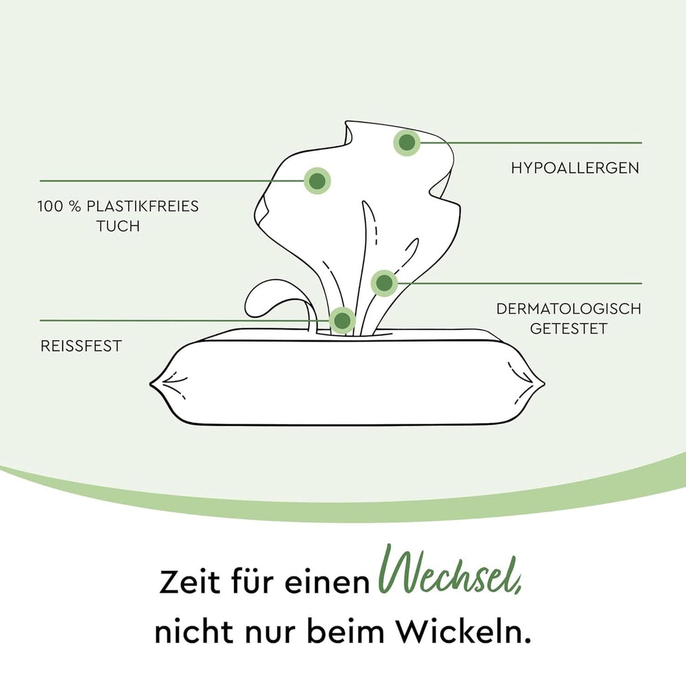 LILLYDOO Zielone, naturalne chusteczki nawilżane, w 100% wolne od plastiku, bez substancji zapachowych (mieszanka FSC) Naty Shop Chusteczki nawilżane dla niemowląt