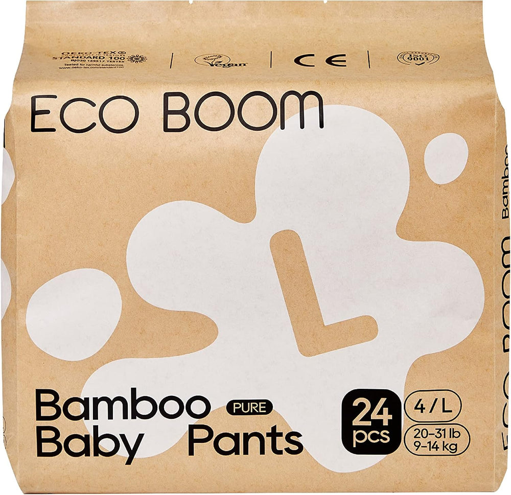ECO BOOM Bambusowe pieluszki dla niemowląt - Rozmiar 6 (20kg), Roślinne pieluszki typu pull-up (17szt) - Premium Organic, Bezzapachowe, Przyjazne dla skóry, Super chłonne