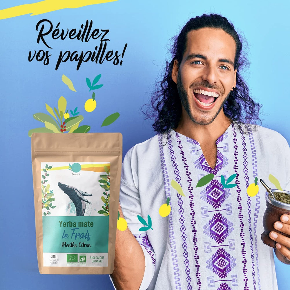 ORIGEENS BIO YERBA MATE CU MENTĂ ȘI LĂMÂIE 200 G - Prospețimea I Bio Yerba Mate neprăjită, frunze, fără tulpini și praf