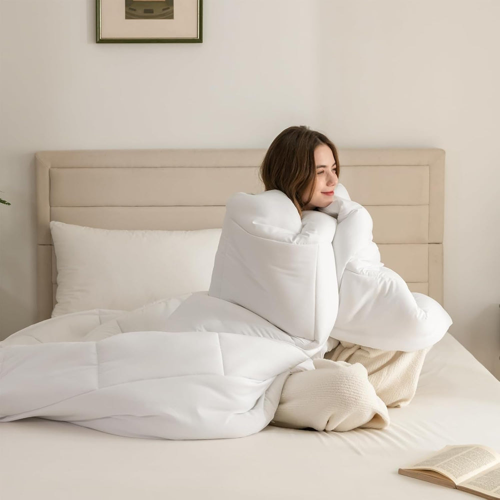 Good Nite Zimowa kołdra 200X200 cm 460 g/m² Ciepła kołdra na zimową pościel Kołdra wypełniona poliestrem Biały koc do spania z mikrofibry 200 x 200 cm Kołdry i kołdry Naty Shop