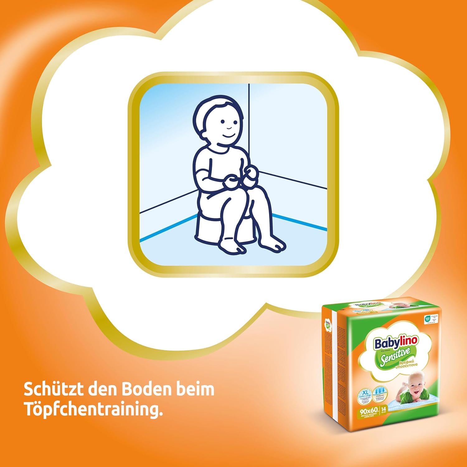 Chusteczki nawilżane wrażliwe, 90 x 60 cm, wyjątkowo chłonne, 14 sztuk