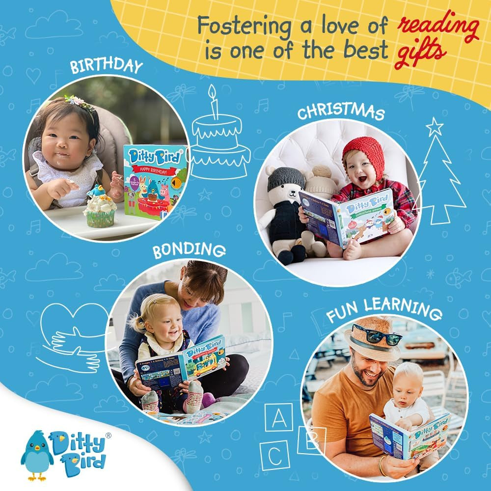 DITTY BIRD Baby Animal Songs: Jucărie pentru copii cu 6 butoane sonore pentru a cânta și a învăța limba engleză. Jucarii Bebe Naty Shop