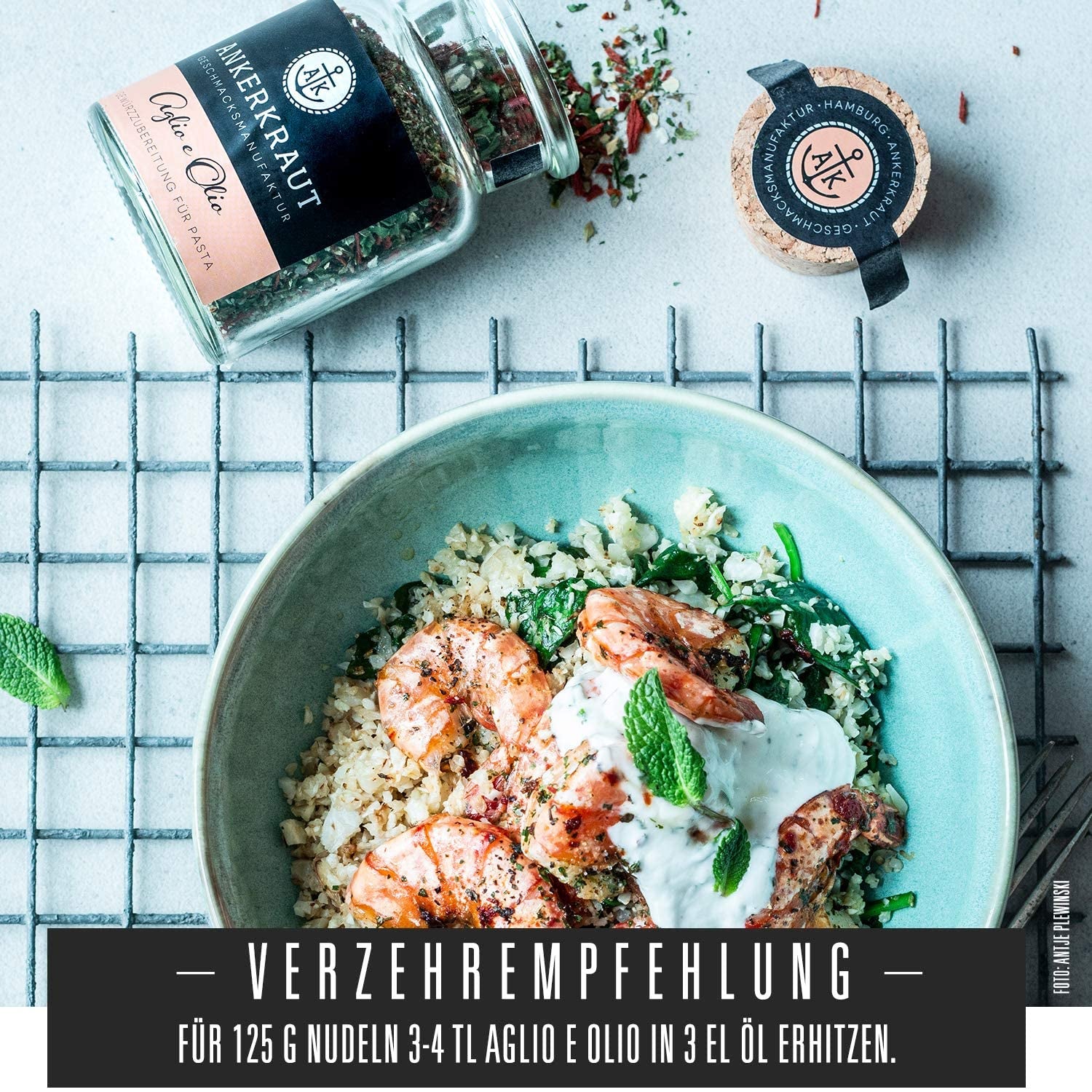 Ankerkraut Aglio e Olio, włoski Gewürzmischung do makaronów i klasycznych makaronów spaghetti, 120g w aromatycznej torebce