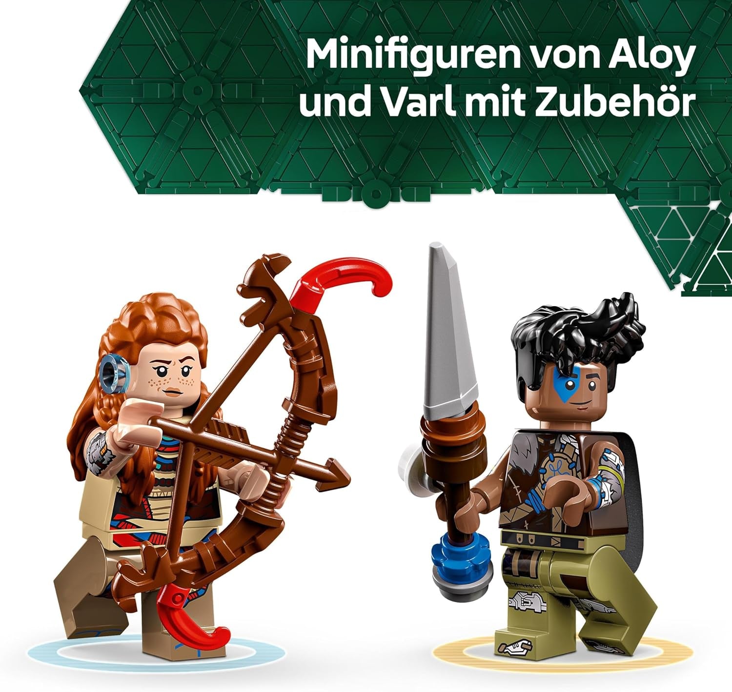 LEGO Horizon Adventures Aloy i Varl Vs. Walker w zbroi i Sawtooth, zabawka-samochód-potwor i minifigurki, zestaw kolekcjonerski dla fanów gier wideo, chłopców i dziewcząt powyżej 9 lat 77037 Zestawy do budowania Besuche den LEGO-Store