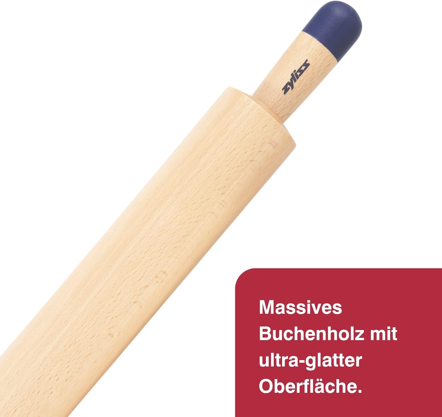 Zyliss E980212 Nudelhol, 47 cm, Holz/Silikon, Rollkuchen/Pizza/Baken/Teig/Mischungen, verantwortungsvoll angebaut Holz, Gewicht sorgt für gejämiges Rollen