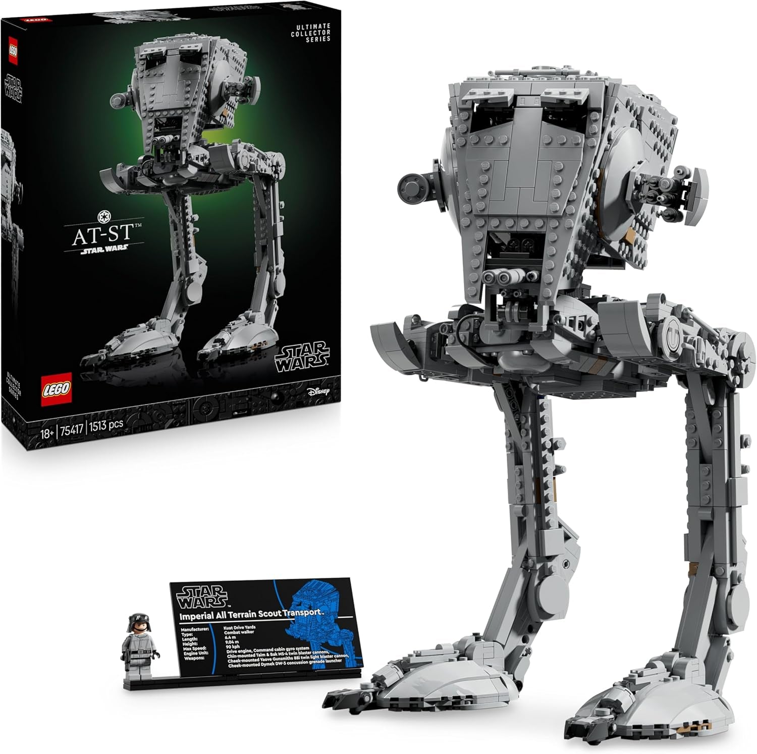 LEGO Star Wars AT-ST Kampfläufer - Bauset für Erwachsene - UCS Modell zum Auststellen mit Minifigurka i informacje - Sammlerstück & Geschenk für Fans - 75417