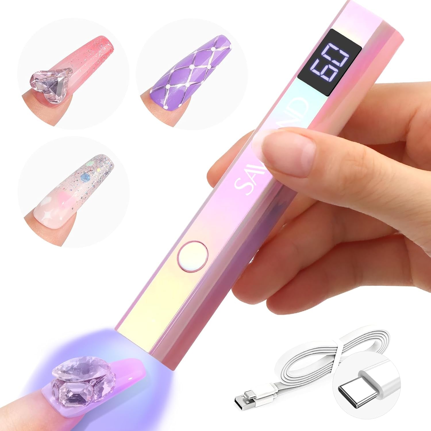 Saviland U V Lampe Für Gelnägel: Mini U V Lampe Für NägelSchützen Sie Die Haut Wiederaufladbar Klein LED Nagellack Trocknergerät Für Nagellack Aufbaugel Nail Tips Nagelkleber Geschenke Für Frauen