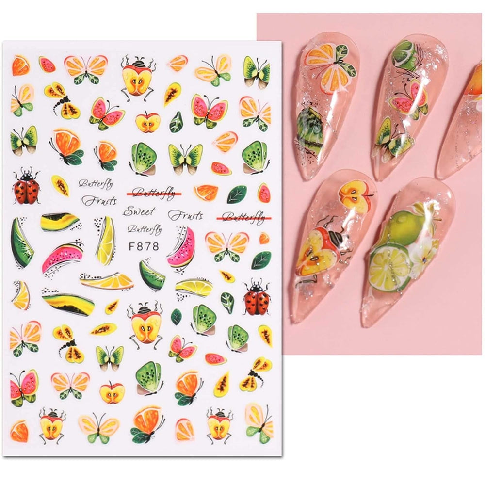 JMEOWIO Nagelsticker Sommer Frucht 9 Blatt Nail Art Sticker Selbstklebend Nagelaufkleber Zitronen Dekoration Nageldesign Zubehör