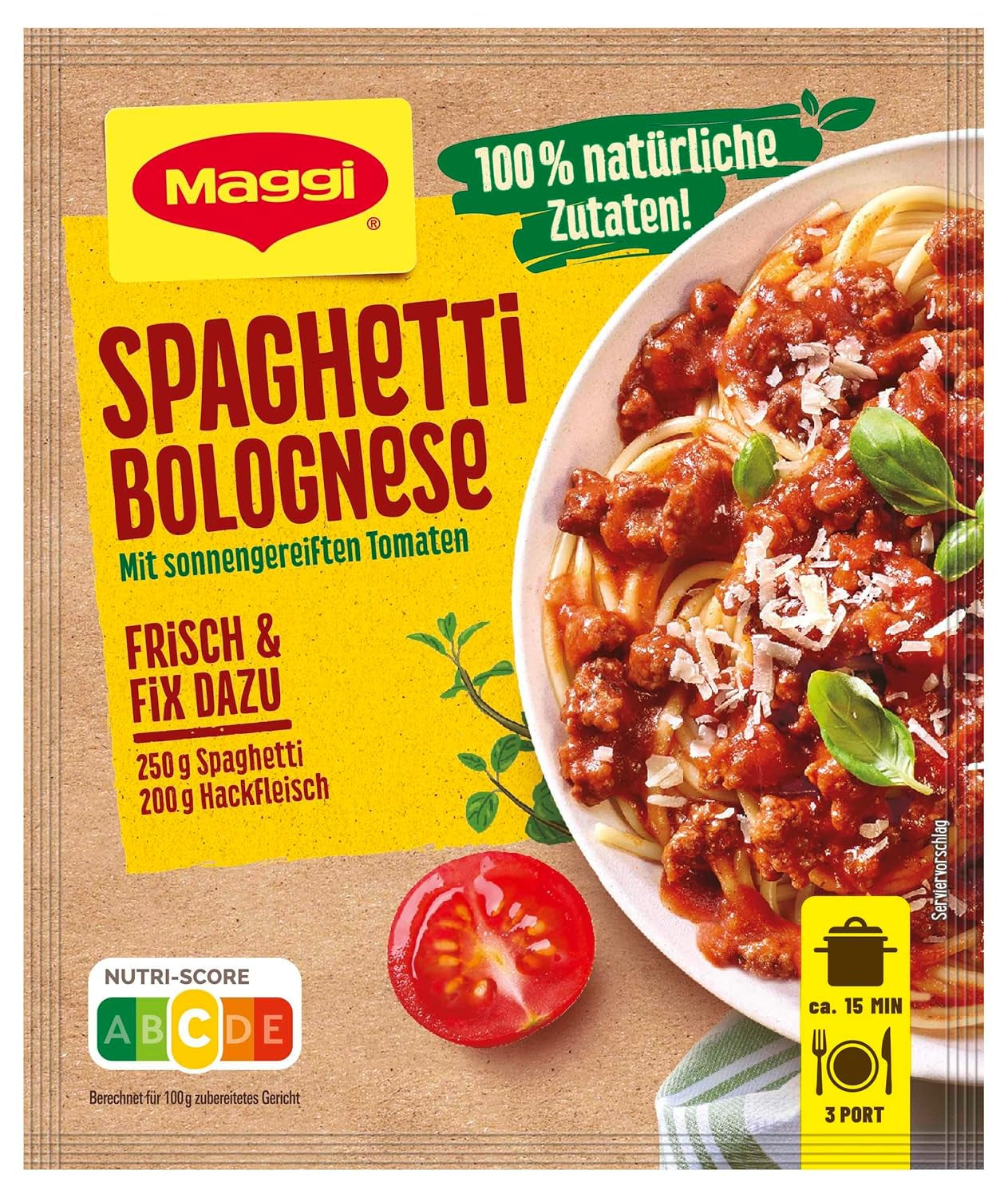 MAGGI Fix do Spaghetti Bolognese, Würzmischung, 100% naturalne składniki, na 3 porcje, 1 opakowanie (1 x opakowanie 36 g)