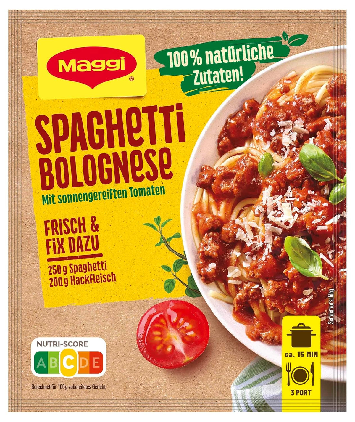 MAGGI Fix do Spaghetti Bolognese, Würzmischung, 100% naturalne składniki, na 3 porcje, 1 opakowanie (1 x opakowanie 36 g)