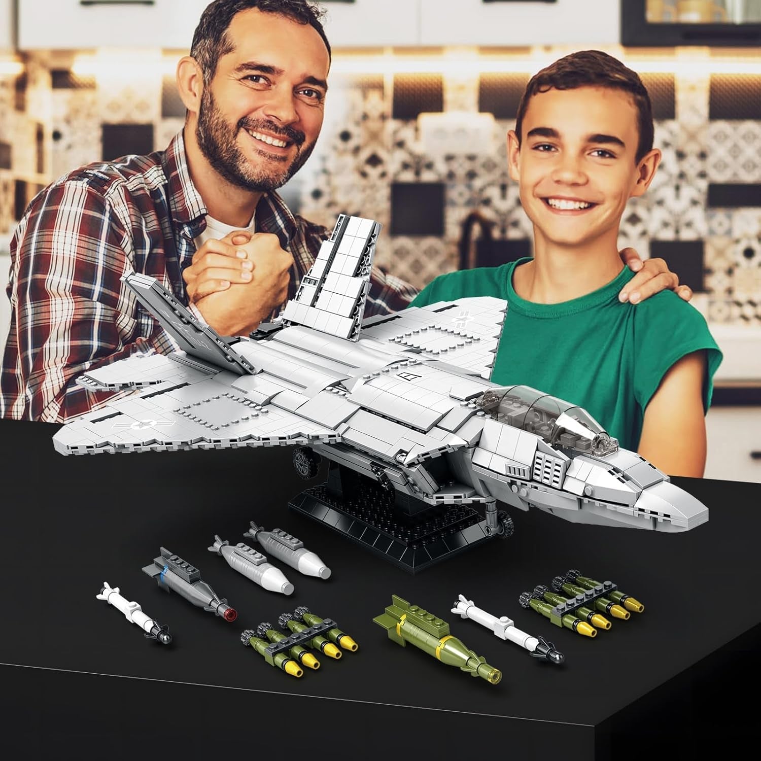 JMBricklayer F-22 Raptor Kampfjet-Bausteinset, Militärflugzeug-Spielzeug-Armee-Bausets, Spielzeuggeschenke für Kinder ab 14 Jahren, Erwachsene und Militärfans 60003