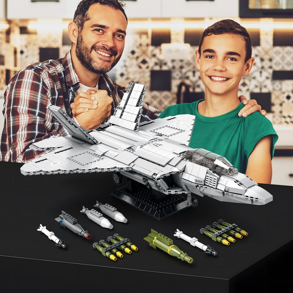 JMBricklayer F-22 Raptor Kampfjet-Bausteinset, Militärflugzeug-Spielzeug-Armee-Bausets, Spielzeuggeschenke für Kinder ab 14 Jahren, Erwachsene und Militärfans 60003