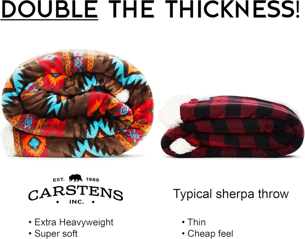 CARSTENS, INC. Koc do rzucania Wrangler Ultra Premium, super miękki, z polaru Sherpa, duży, 137,2 x 172,7 cm, Łóżka i koce Southwest Horizon Carstens, Inc.