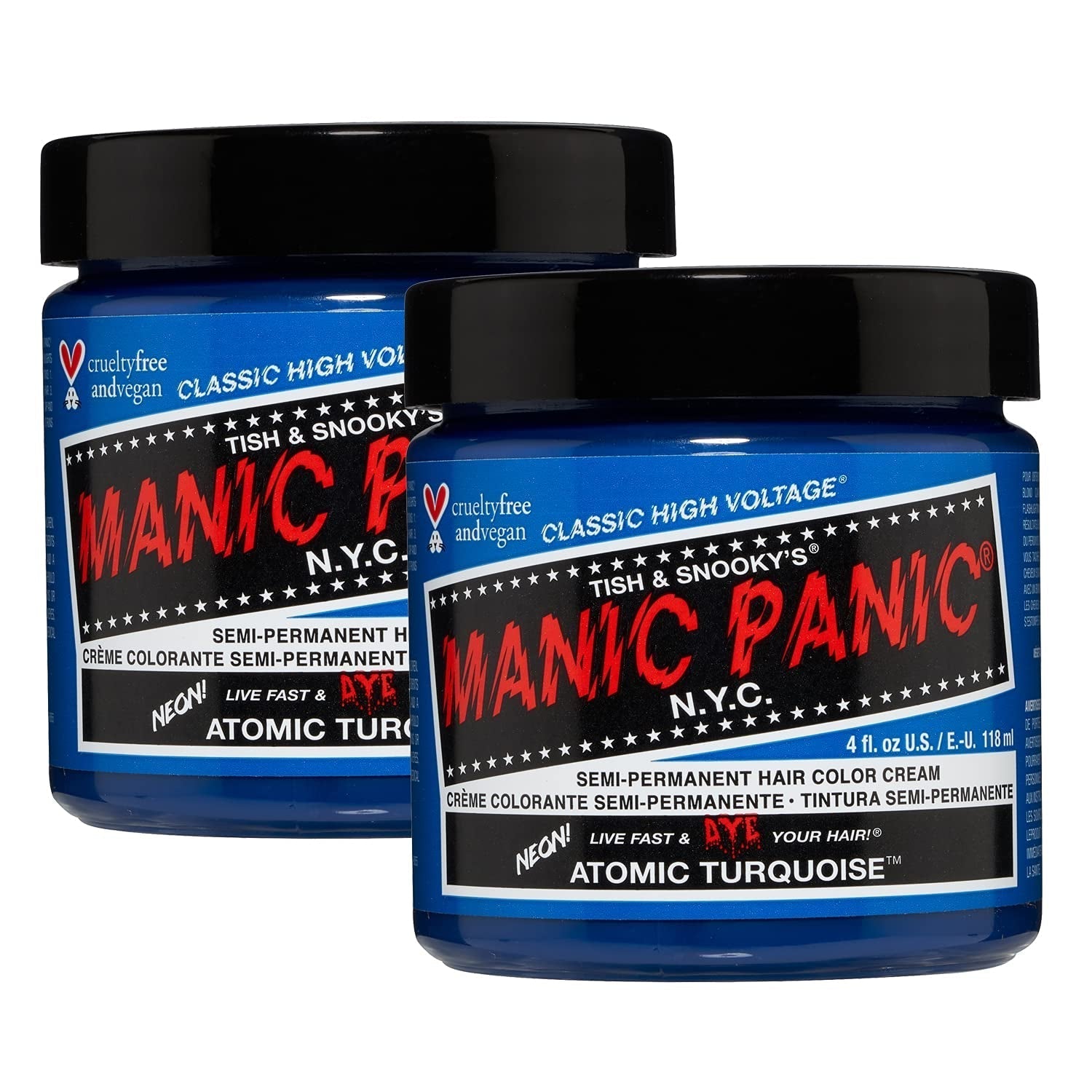 Manic Panic Electric Lizard Classic Cream, vegan, fără cruzime, vopsea de păr verde semipermanentă 118ml Vopsea pentru par Naty Shop Turcoaz atomic 118 Ml (pachet de 2)