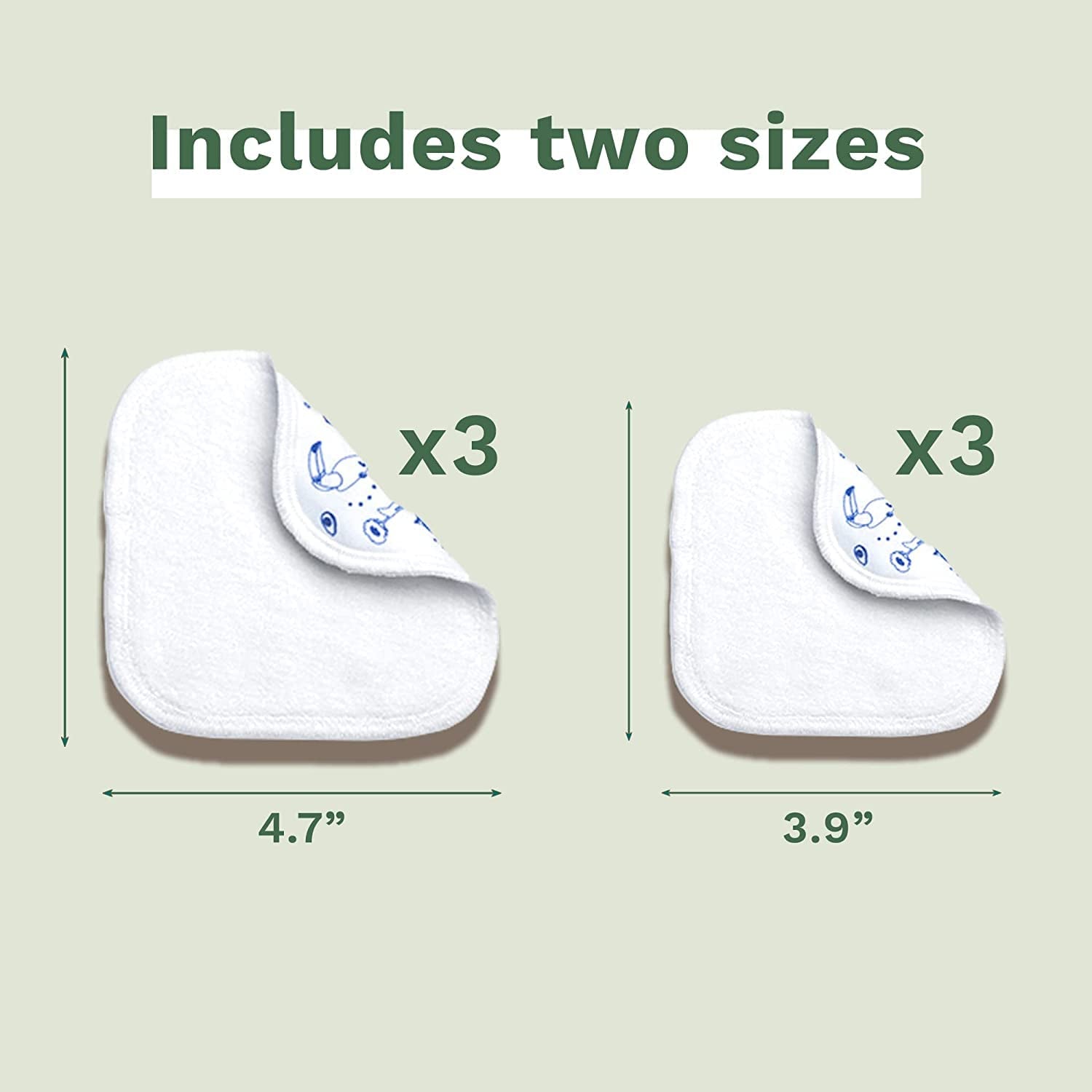 Pieluszki wielokrotnego użytku do ciała i makijażu, w 100% z bawełny GOTS, dla niemowląt i całej rodziny - oczyszczają skórę i pochłaniają brud, odpowiednie dla skóry wrażliwej (6 szt.)