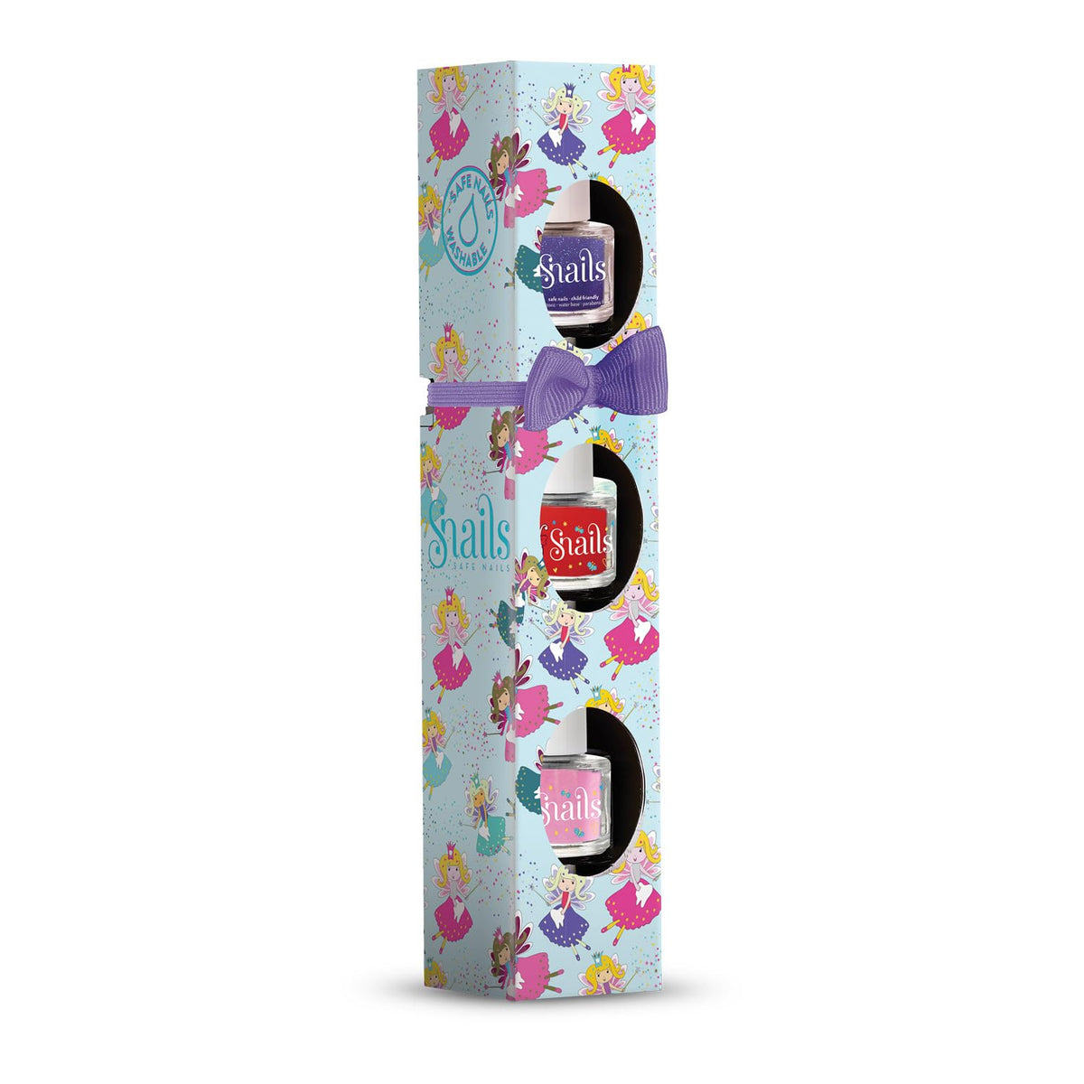 Snails 510421 Zestaw upominkowy z lakierem do paznokci dla dzieci, Mini Fairy 3x5ml, na bazie wody, zmywalny, bezpieczny, wegański