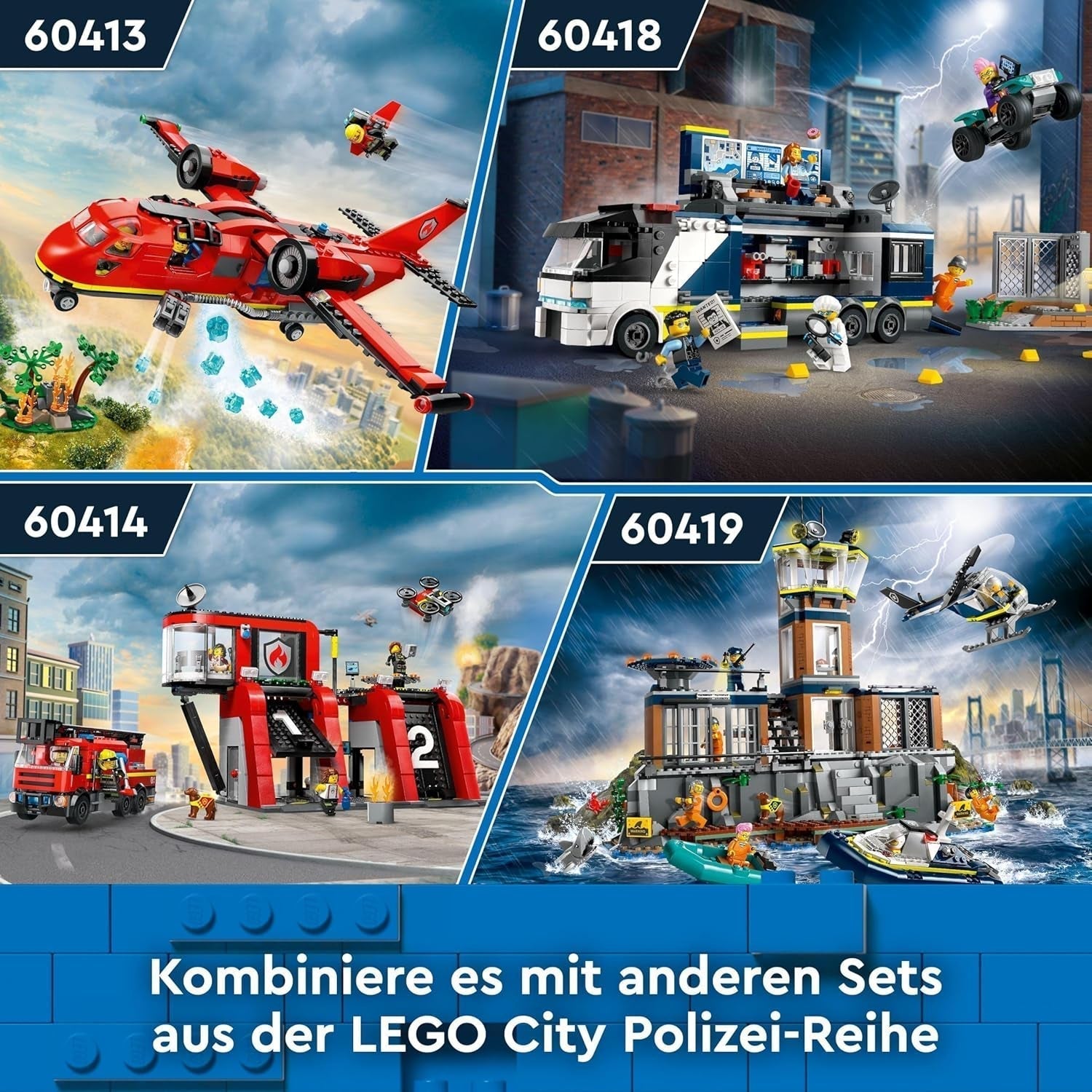 LEGO City Samolot strażacki, zabawkowy samolot strażacki dla dzieci, zestaw konstrukcyjny z 3 figurkami strażaków i dekoracją przeciwpożarową, doskonały pomysł na prezent dla chłopców i dziewcząt od 6 lat 60413 Zestawy do budowania Besuche den LEGO-Store