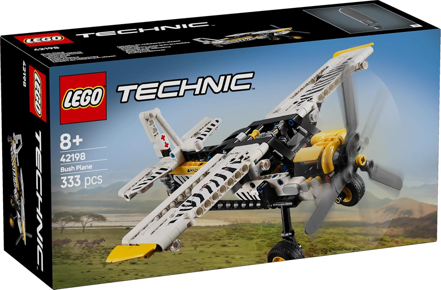 LEGO Technic Zabawka do budowania samolotu ze śmigłem dla dzieci Prezent dla chłopców i dziewcząt 8-letni 4-cylindrowy silnik tłokowy z obracającym się śmigłem Model samolotu 42198 Zestawy do budowania Besuche den LEGO-Store