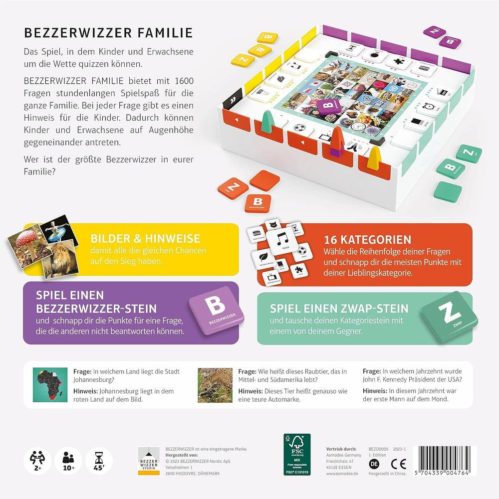 Bezzerwizzer Studio, BEZZERWIZZER Family, gra towarzyska, gra quizowa, 2+ graczy, wiek 10+, 45 minut, niemiecki