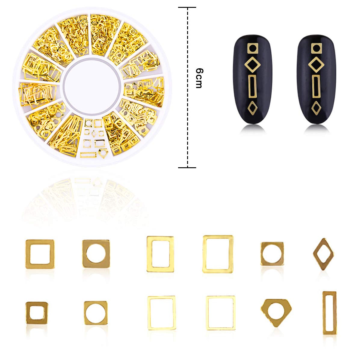 4 Boxes Nagel Kunst Strass, 3D Nagel Kunst Dekorationen, Mix Größe Nagel Perlen Glitter Strass Gold Metall Hohlniet Nagelkunst Stern Mond Sonne Nagel Zubehör Für DIY Nageldesign