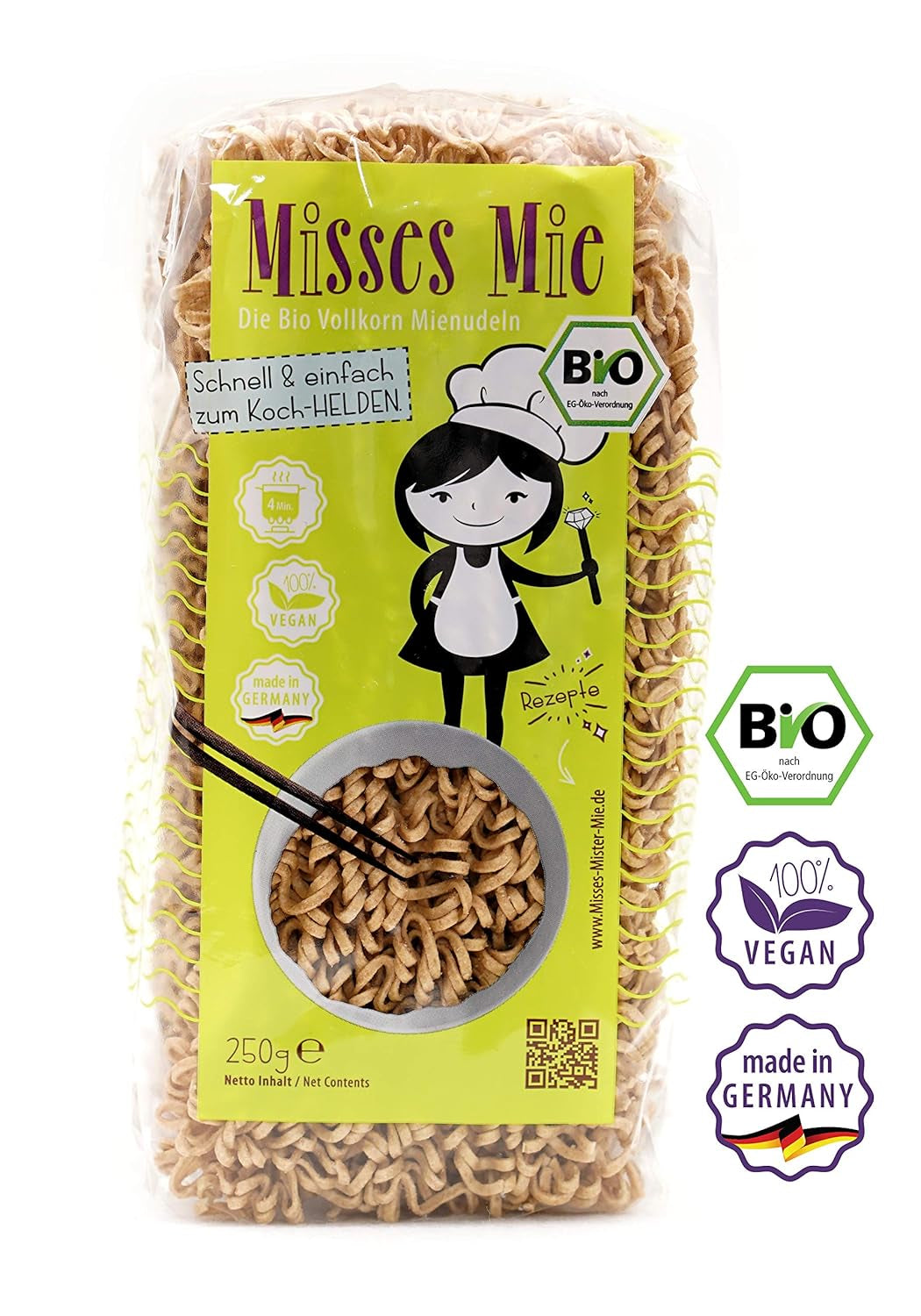 Organiczny makaron razowy Misses Mie, 250 g