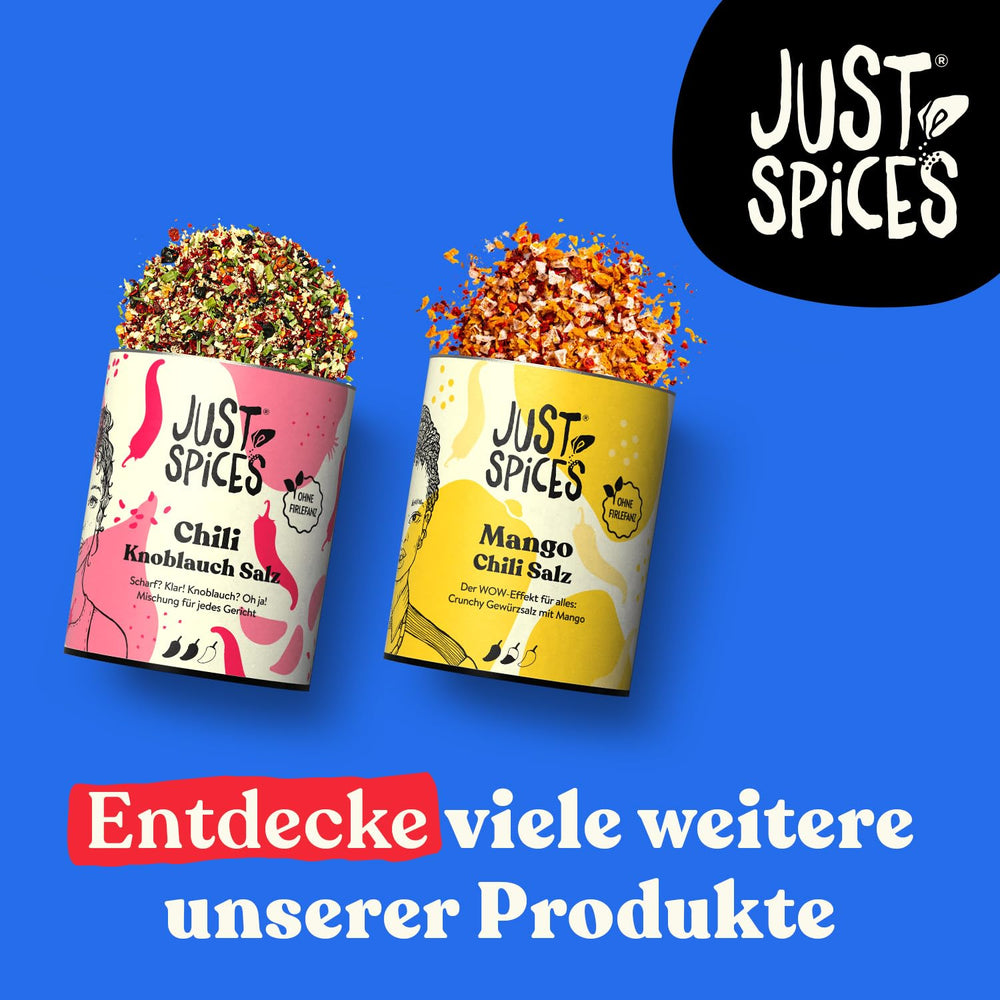 Just Spices Chili Czosnek Sól I Gewürzmix, der zu allen Gerichten schmeckt I Gewürzdose, 55 g