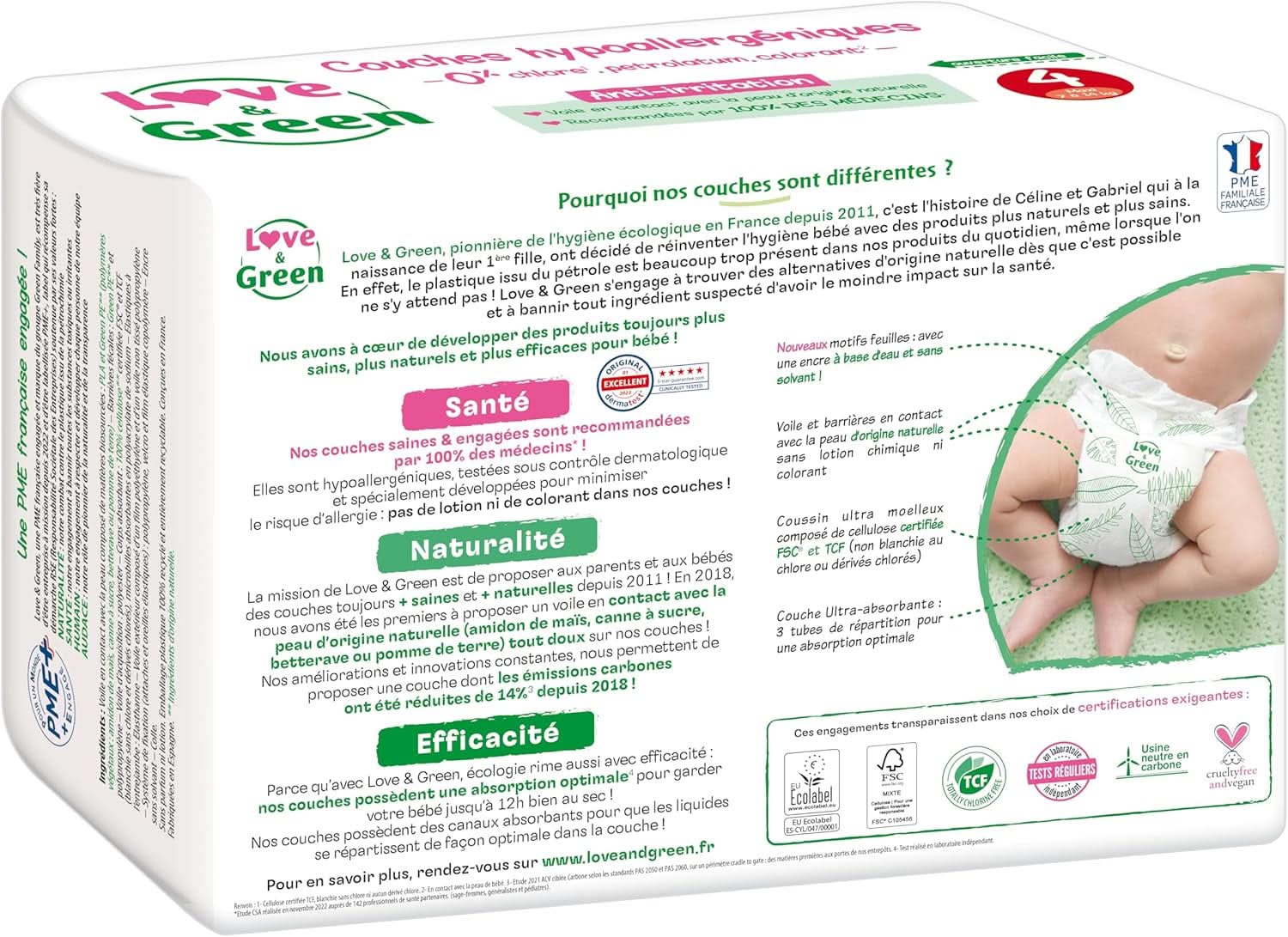 Love&Green, pieluszki bezchlorowe, opakowanie na 1 miesiąc, rozmiar 4 Sklep Naty dla Matki i Dziecka