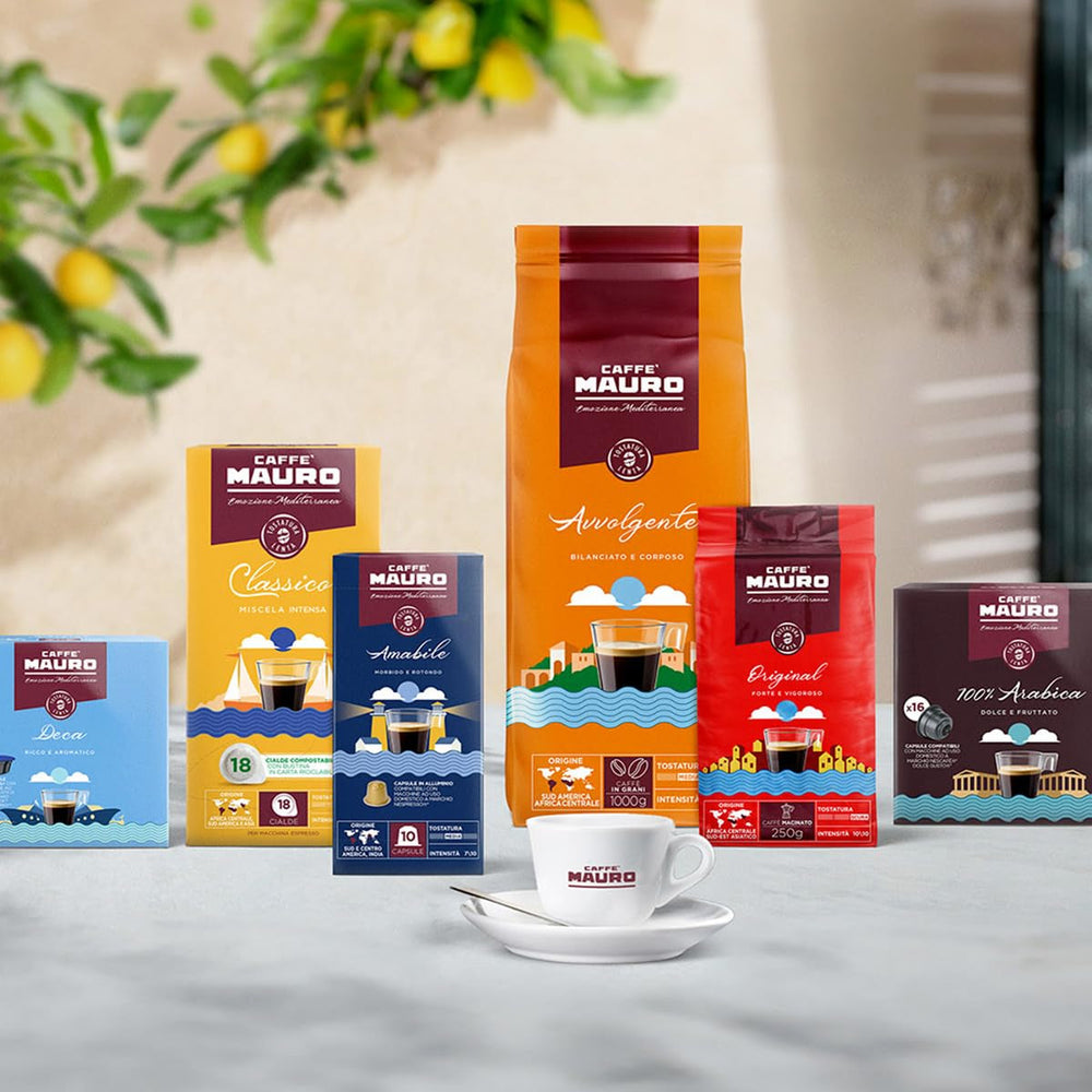 Caffè Mauro Torrefazione Kaffeekapseln Espresso Avvolgente, Intensität 8/10-144 Kapseln Kompatibel mit Kaffeemaschinen der Marke Lavazza* A Modo Mio*, 144 Stück, Hergestellt in Italien