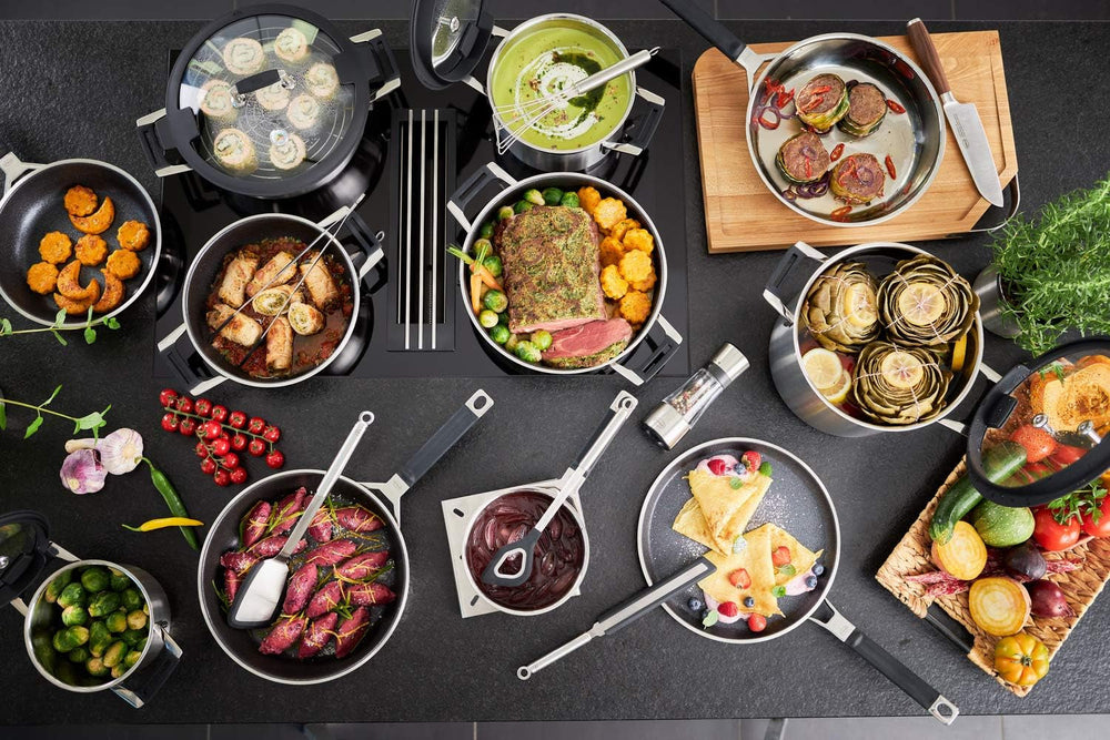 Patelnia do naleśników RÖSLE SILENCE PRO, najwyższej jakości odporna na zarysowania powłoka nieprzywierająca Proresist, stal nierdzewna 18/10, odpowiednia do garnków i patelni indukcyjnych Naty Shop