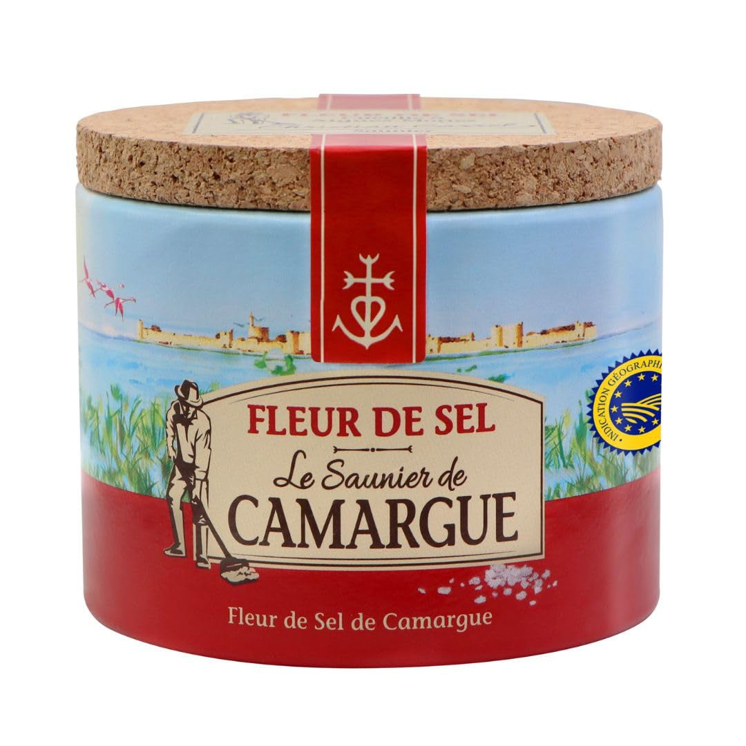 Le Saunier de Camargue Fleur De-Sel Citrone Thymian w dawce 125 g, Premium Meersalz aus Süd-Frankreich, Ideal als Finishing von Speisen und zum Verfeinern von Gerichten
