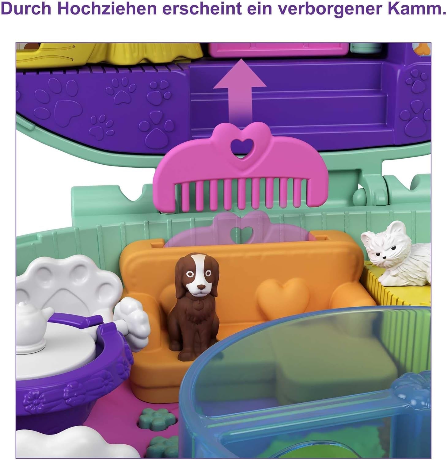 Polly Pocket GTN15 - Cutie de cafea cu arici în design de cafenea și animal de companie, păpușă și prieten mic Polly, 2 figuri de animale, efecte surpriză, cadou de jucărie minunat pentru copii cu vârsta peste 4 ani Papusi Naty Shop