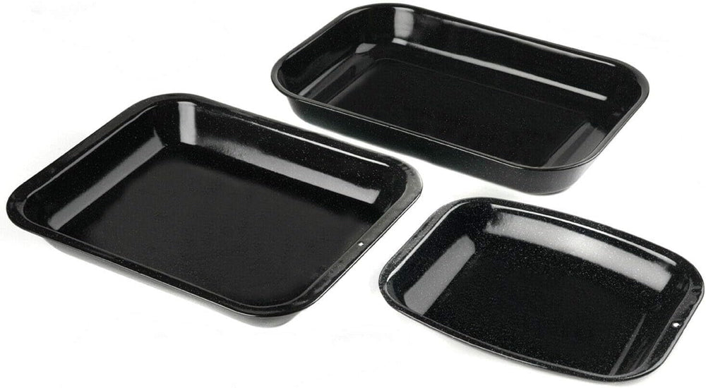 Russell Hobbs CW9161 Romano 34Cm Enamel Bräter - Mit Gitter, Rechteckige Auflaufform Mit Rost, Spülmaschinenfest Ofenform, Grill Auflaufform, Bratform Für Backofen Ofenbeständig Bis 230 Degree Formy i blachy do pieczenia Naty Shop 3-Teiliger Satz