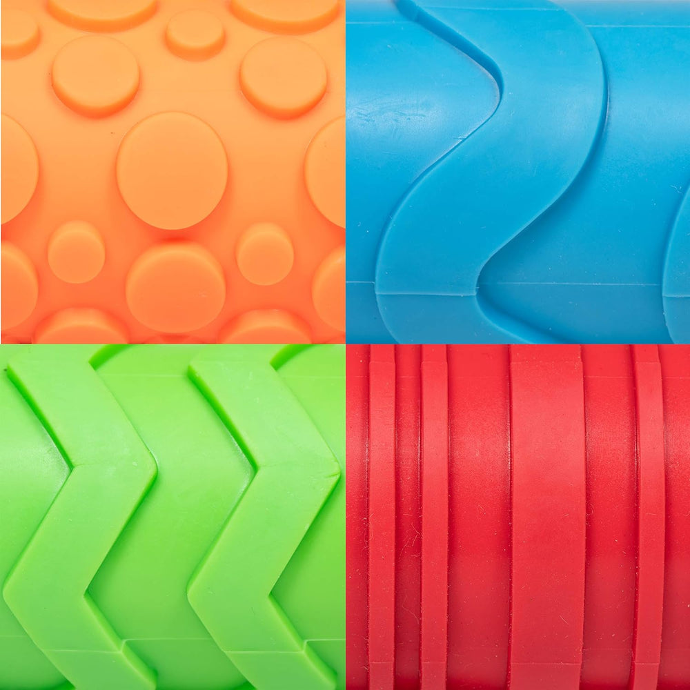 Mal- und Ton-Texturwalzen - 4er-Set - strukturalny Knetrollen für Kinder - Vielseitige Muster zum Basteln und Dekorieren