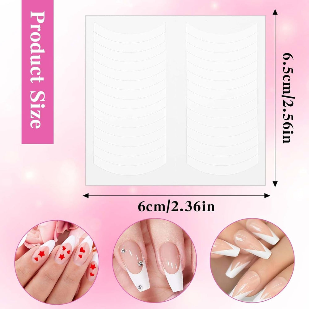 1620 Stück French Schablonen Nägel,French Nail Schablone,Maniküre Schablonen,Selbstklebende Nail Art Sticker Frenchs Für DIY Nageldesign Maniküre Dekoration Nageldesign Zubehör