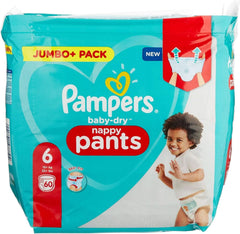 Pampers Baby-Dry Spodnie, pieluchomajtki, białe, rozmiar 6, 60 pieluszki Matka i Dziecko Naty Shop