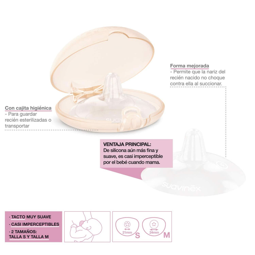 Suavinex Brustpolster Aus Silikon, Größe S, 2 Stück Akcesoria Żywność i karmienie piersią Sklep Bebe Naty