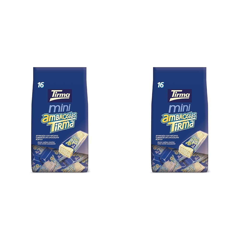Tirma Mini Wafle z białą czekoladą | (16 jednostek x 13,5 g), 216 g | Delikatne kremowe nadzienie | Bez GMO | Odpowiedni dla wegetarian | Pakowane pojedynczo | Pakowane przekąski