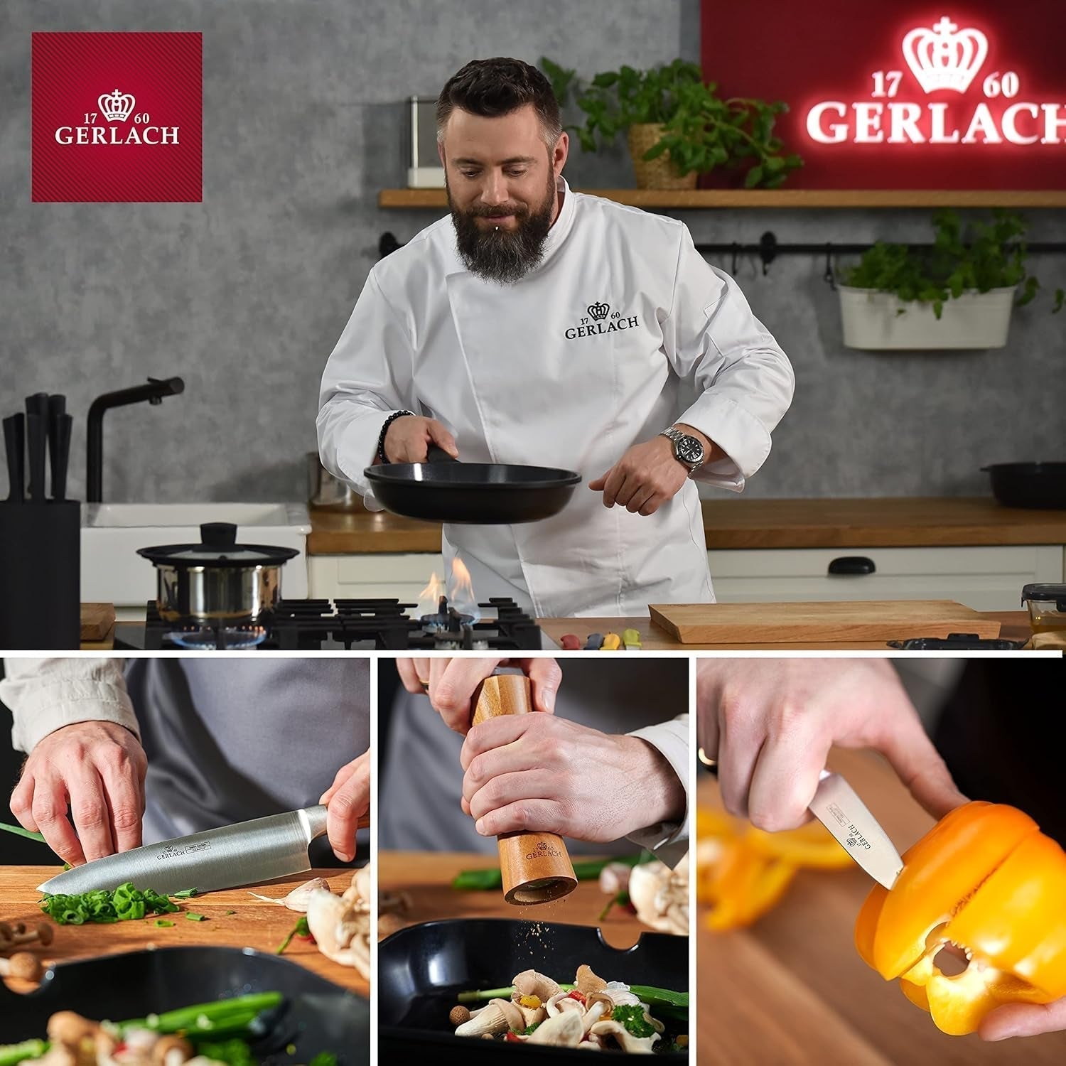 Gerlach 1760 Tunea Set, Tacâmuri din oțel inoxidabil, 24 buc, 6 persoane Bucatarie Naty Shop