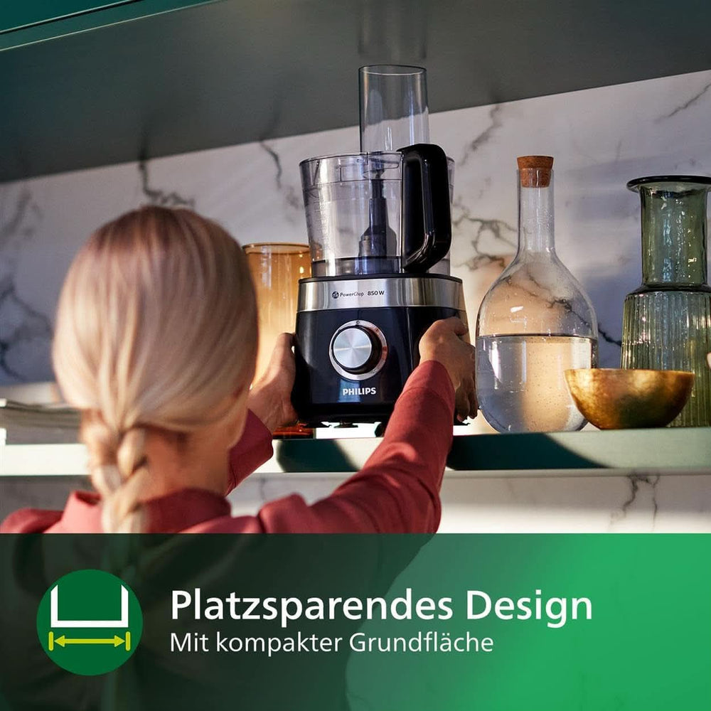 Philips Kompakte Küchenmaschine – 850 W, 31 Funktionen, 2,1-litrowy Behälter, Powerchop, Edelstahlklinge (HR7530/10) Kitchen Naty Shop
