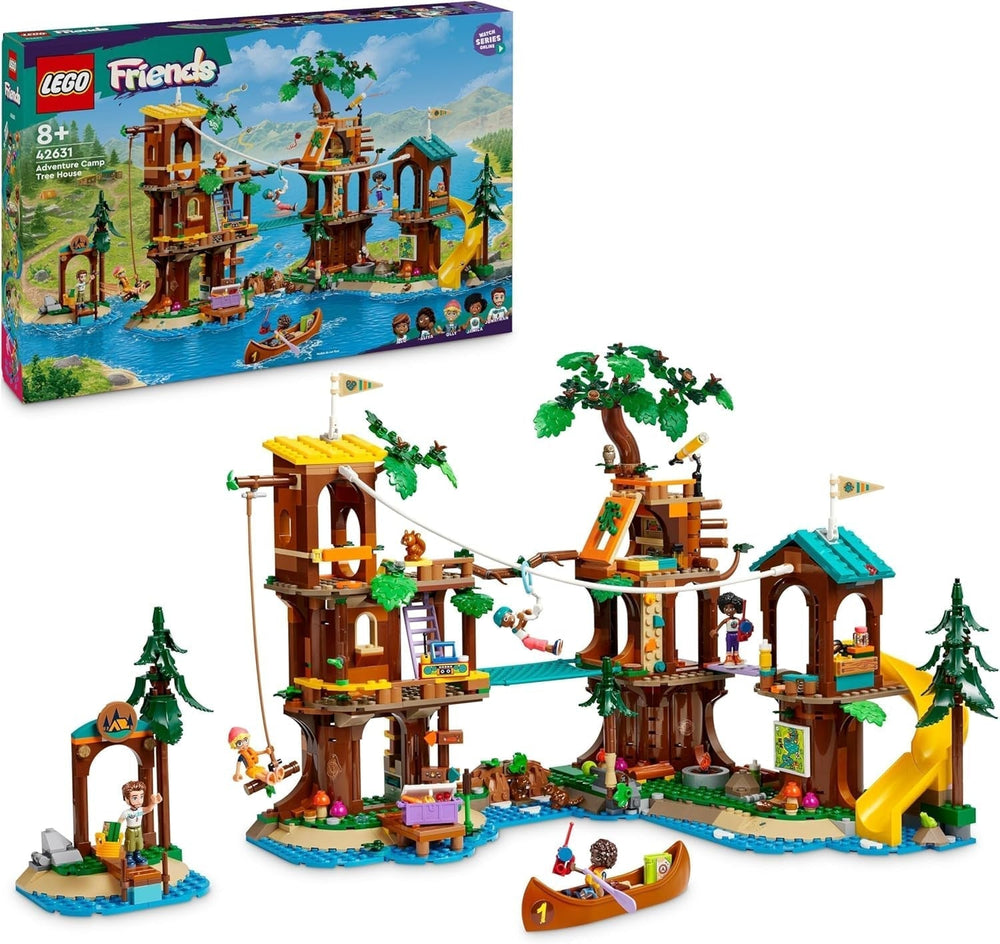 LEGO Friends Domek na drzewie na obozie przygód, Zestaw dla dziewcząt i chłopców od 8 lat z 5 figurkami i 5 zwierzętami, Pomysł na prezent w postaci kreatywnych gier, Zabawki sportowe, Domek dla lalek 42631 Zestawy do budowania Besuche den LEGO-Store Default Title