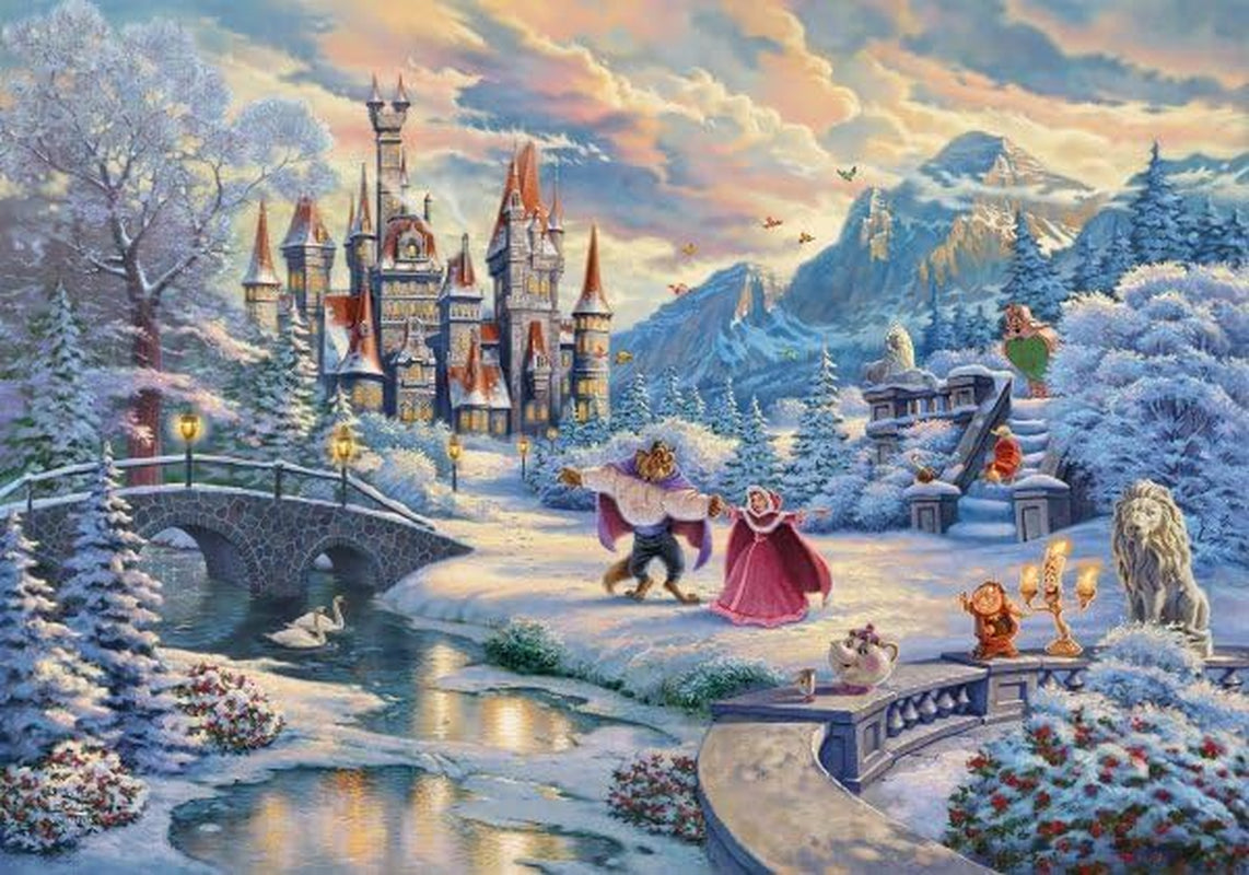 Schmidt Spiele 59671 Thomas Kinkade, Disney, Piękna i Bestia, Magiczny zimowy wieczór, układanka 1000 elementów Puzzle Naty Shop
