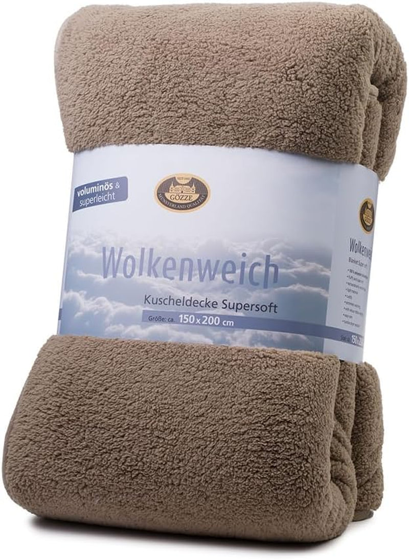 Gözze - Miękki kocyk Chmurka, imitacja skóry owczej, 100% poliester (mikrofibra), 150 x 200 cm - Camel Pościele i kołdry Naty Shop Stone