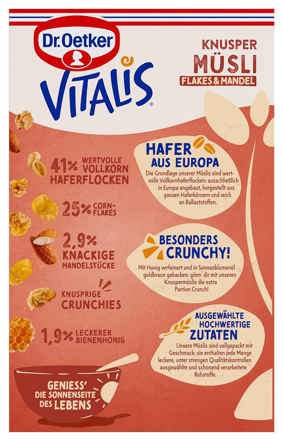 Dr. Oetker Vitalis Crunchy Flakes: Chrupiące musli z płatkami kukurydzianymi i kawałkami migdałów, opakowanie 5 szt. (5 x 600g)