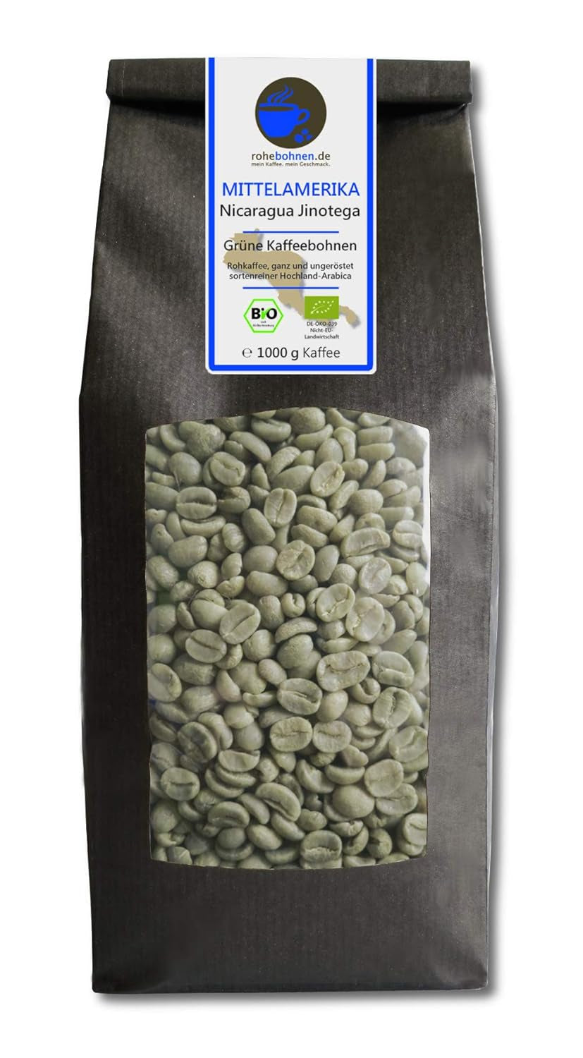 Bio Rohkaffee - Grüner Hochland Kaffee Nicaragua Jinotega (grüne Kaffeebohnen 1000g) - GMP zertifiziert