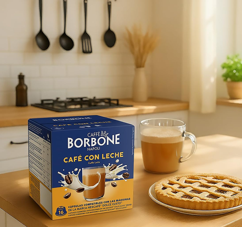 Caffè Borbone Café au Lait - 64 Kapseln - Lösliches Pulvergetränk mit Milchpulver und Instantkaffee - Kompatibel mit Kaffeemaschinen der Marke Nescafè®* Dolce Gusto®*